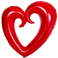 Фольгированное сердце "Сердце вензель, Красный 102 см "